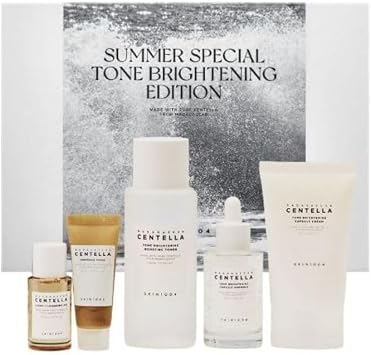 Official SKIN1004 Tone Up Special Edition Set; Tone Brightening Boost Toner, 7.1 fl oz 210 ml + Capsule Ampule, 1.7 fl oz 50 ml + Capsule Cream, 2.5 fl oz 75 ml + Centella Ample Foam 0.7 fl oz 30 ml
