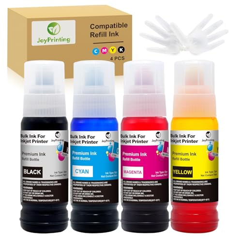 JoyPrinting Ink Compatible with Ink Bottle Multipack for ET-1810 ET-2710 ET2711 ET-2712 ET-2714 ET-2715 ET-2720 ET-2726 ET-2810 ET-2811 ET-4700 ET-4800 ET-4810 ET-14100(BK/C/M/Y 4-Pack)