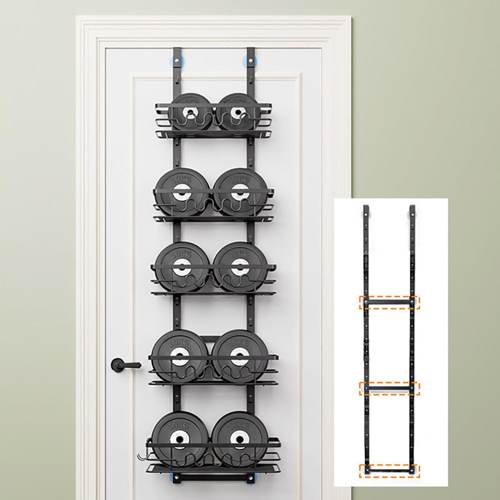 Estantería para Colgar en la Puerta, estantería, Almacenamiento suspendido de 6 estantes para Colgar en la Pared, Estante para Colgar Especias de Cocina, Color Negro
