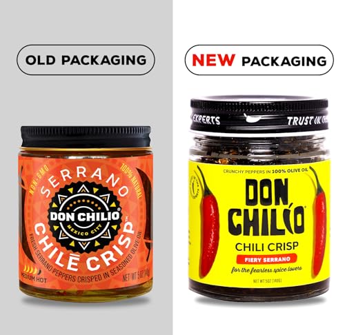 Image of Don Chilio Medium Heat Serrano Mexican Chile Crisp, 5 oz, 3 Pack - Crunchy Sliced Serrano Fried Chili Peppers in Hot Seasoned 100% Olive Oil - Keto-Friendly, Vegan, Gluten Free