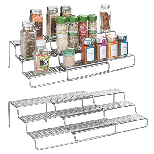 mDesign Adjustable, Expandable Kitchen Wire Metal Storage Cabinet, Cupboard, Food Pantry, Shelf Organizer