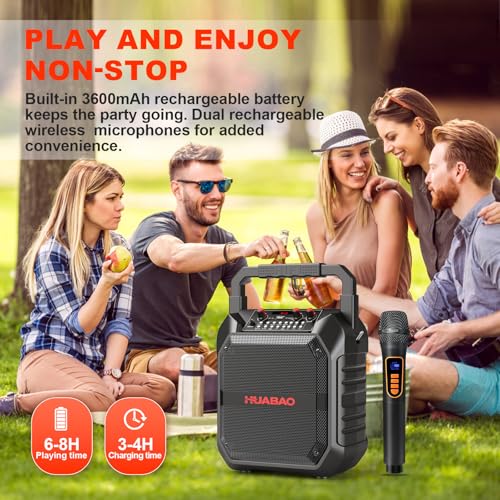 Image of Karaoke Machine, Portable Bluetooth Speaker with Wireless Microphone for Adults & Kids, PA System with Remote Control Supports TF Card /USB /FM /AUX for Home Party, Indoor and Outdoor