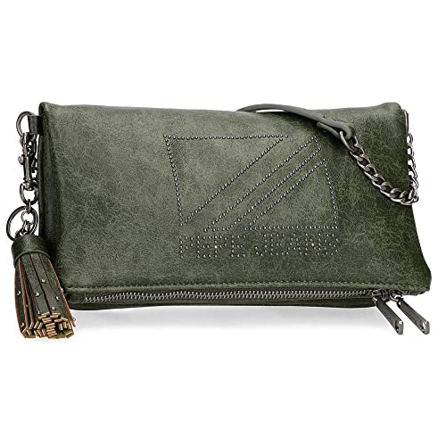 Pepe Jeans Donna Bandolera con solapa Verde 25x13x2 cms Piel sintética