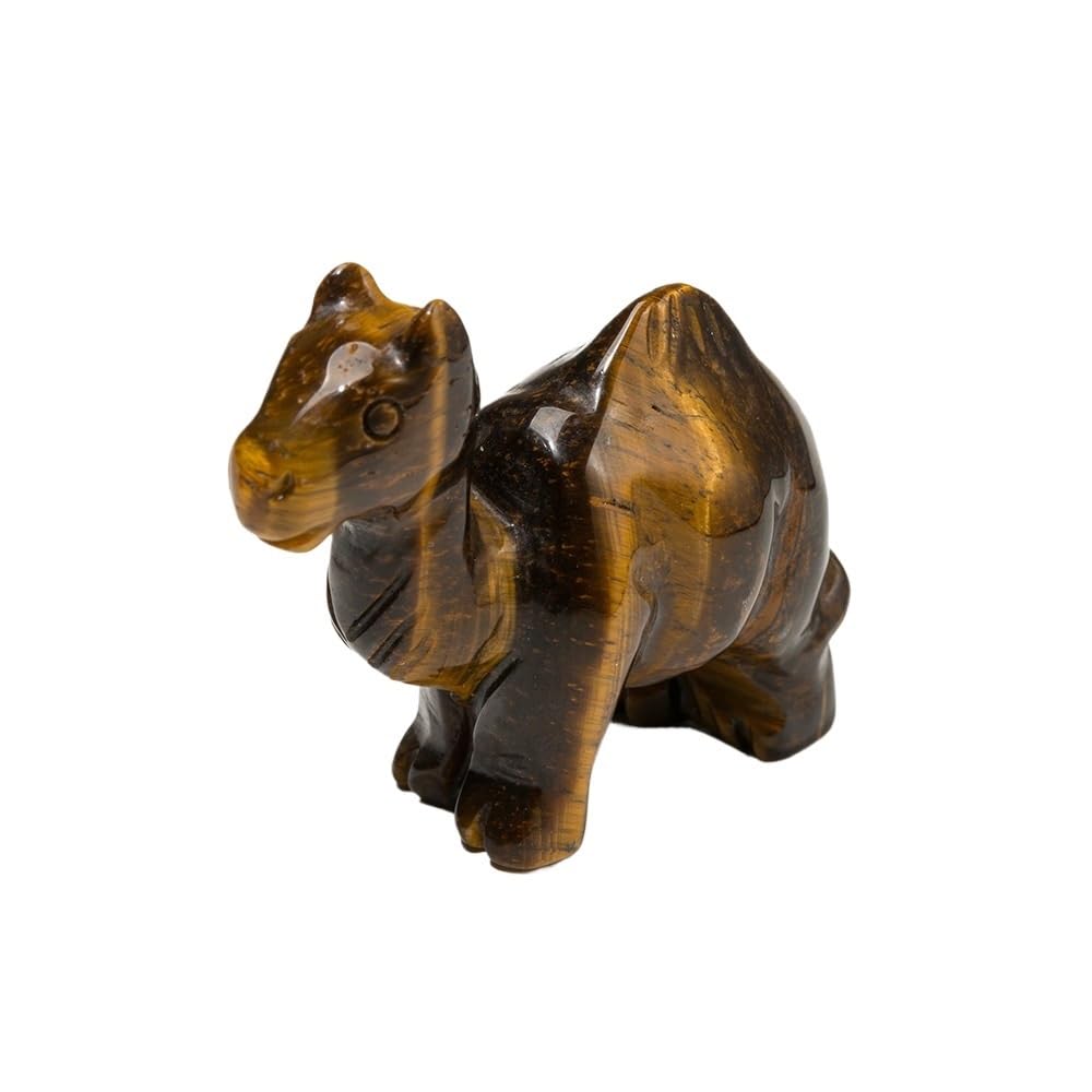 HUFFA Natural Crystal Camel Carving - Tiger Eye & Amethyst Stone - Unique Home Office Decoration