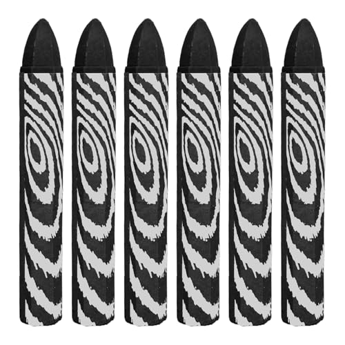 6 Piezas Tiza Cera Rotuladores 10 * 1.4 cm,Rotuladores de madera de construcción para Pizarra,Suelo,Madera,Goma,Plástico,Piedra,Dibujo(Negro)