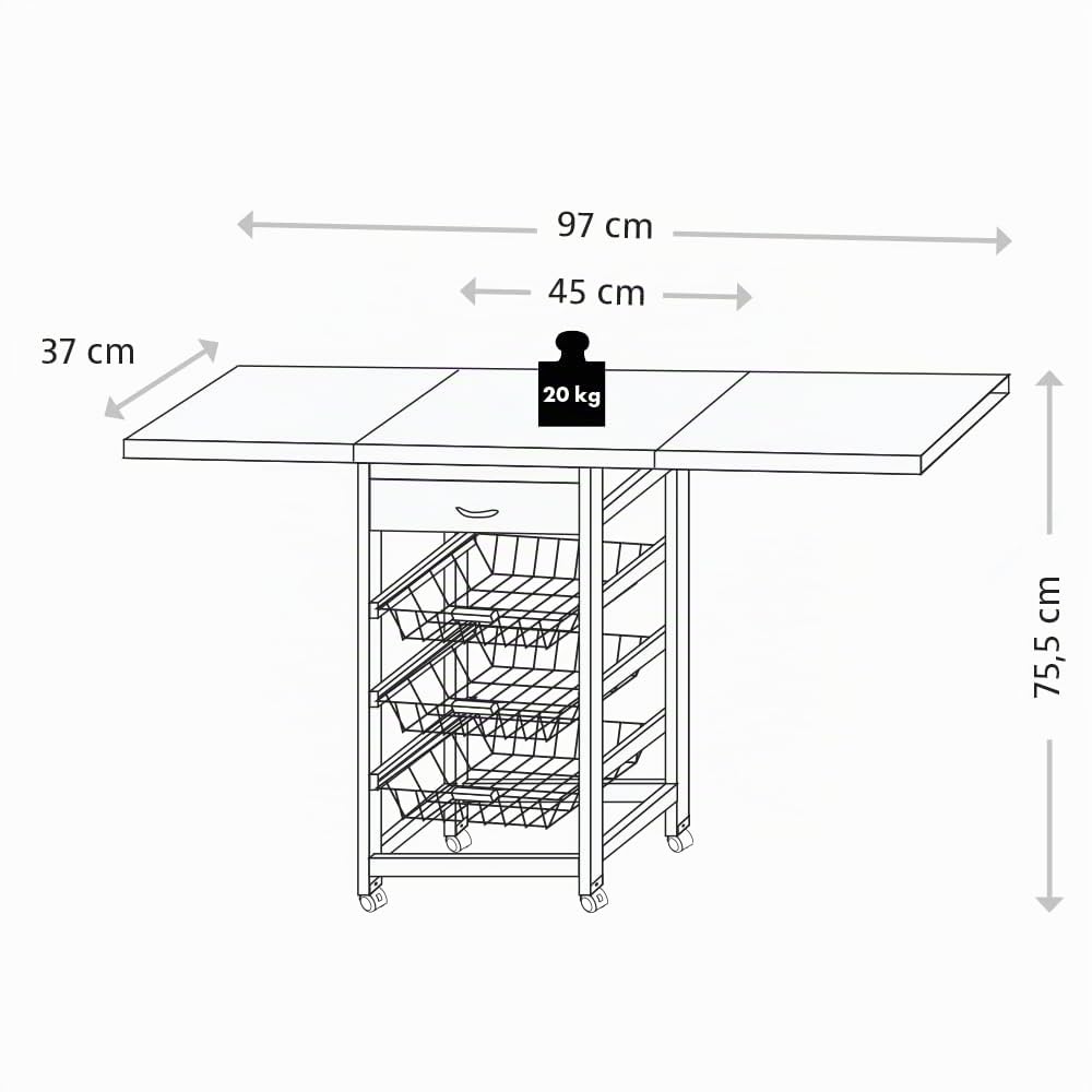 Kesper | Küchenwagen, Kiefernholz, 45/97 x 37 x 77 cm | 2581613
