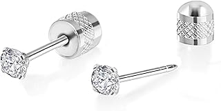 Titanium Earrings Push-in Threadless Flat Back Stud Earrings for Women Men, Cartilage Earring Hypoallergenic