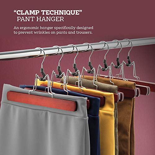 image for ZOBER High-Grade Wooden Pants Hangers with Clips 20 Pack Non Slip Skir