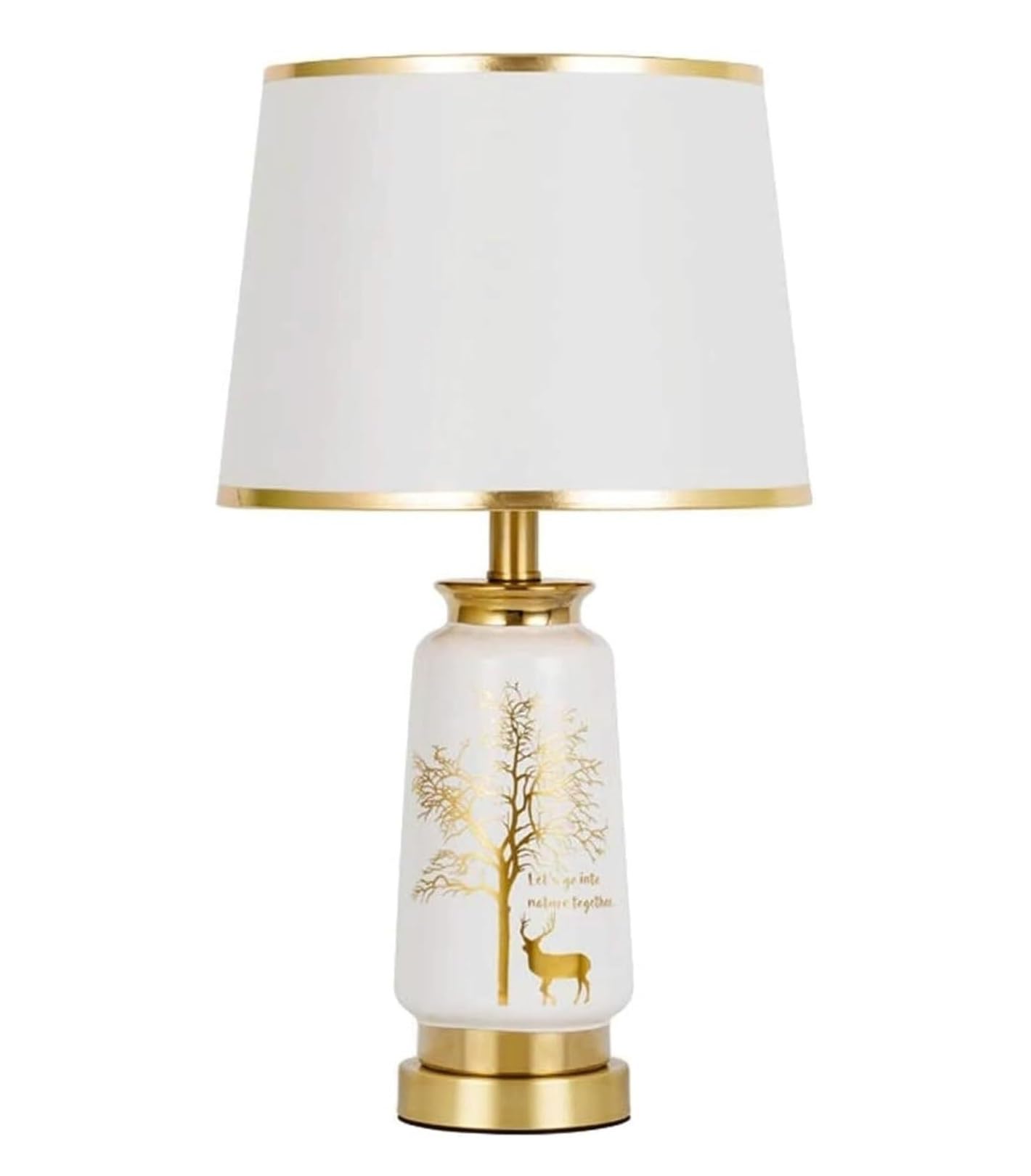 asdchZen Desk Lamps For Reading Ceramic Table Lamp Modern Nightstand Lamp Fabric Lampshade Bedside Lamp For Living Room Bedroom Lamps For Living Room-Grün-30 * 53Cm,White-30 * 53cm