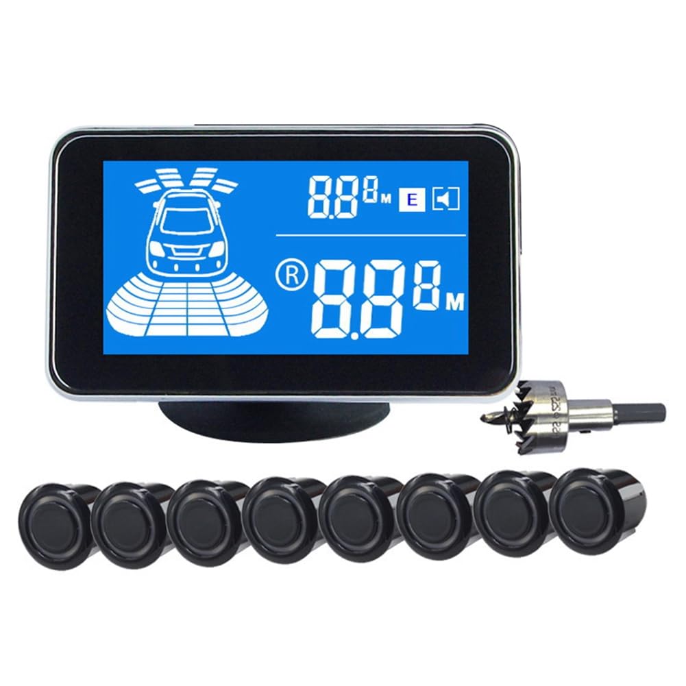 Radar de Secours Inverse 8 Système de Capteurs de Stationnement avec 8 Capteurs Inversés Buzzer Avertissement Distance Distance pour Les Véhicules Automobiles Garage Parktronic Kit A