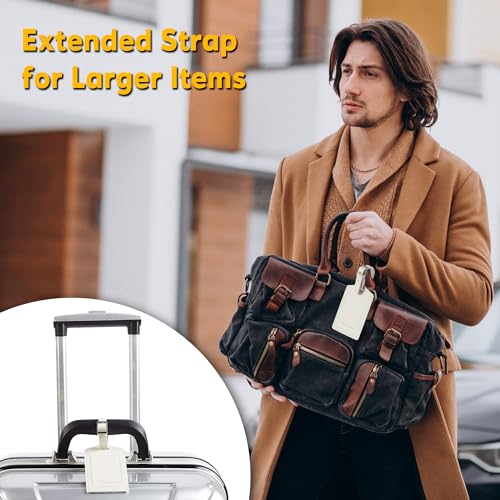 Image of Travelambo 4 Pack Leather Luggage Tags for Suitcases Travel Labels (Ivory)