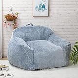 HollyHOME Giant Furry Bean Bag Chair, Large Faux-Fur Sofa Couch, Plush Reading Lazy Chair for Living Room, Bedroom, 40LB High-Density Memory Foam Filled Lounge Puff Armchair, Blue&Grey