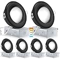 KnLnny Ware Black Recessed Lighting 4 Inch 6 Pack,Ajustable Eyeball Gimbal Light,Led Recessed Lighting 4 Inch Ceiling Light with Junction Box,5CCT Selectable,Airtight,9W 750LM,Dimmable,ETL Listed