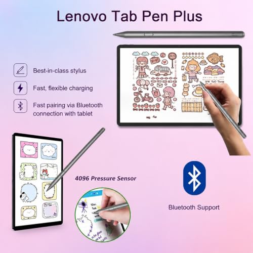 Image of Lenovo Idea Tab Plus AI Tablet, 12 inch 3K QHD+, Tab Pen Plus, 8GB RAM, 256GB | (128GB+128GB SD Card), 8-Core MediaTek, Touchscreen,13-Hr Long Battery Life, Lightweight, for Student & Gaming, Android OS