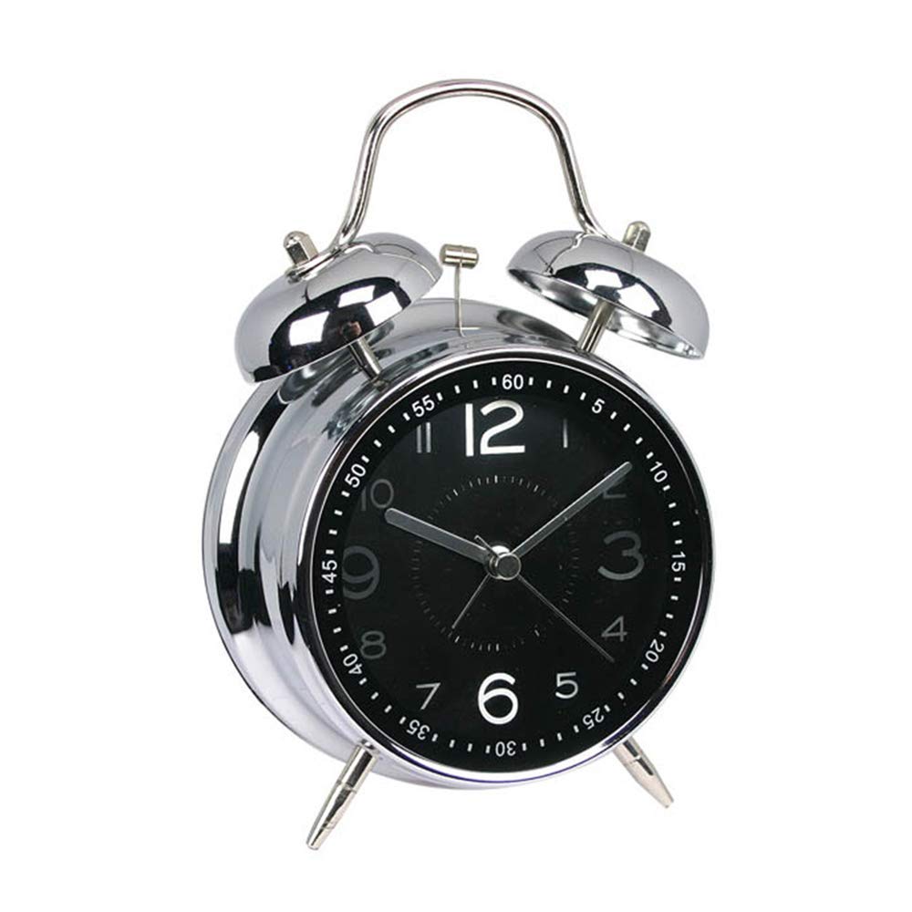 WOPOO Metal Twin Bell Analog Quartz Alarm Clock with Light
