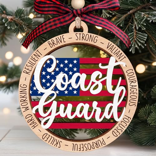 MAPDTWO Küstenwache Ornament – Küstenwache Geschenke für Männer – Militär-Marine-Soldat patriotische Weihnachtsschmuck – Dankeschön-Schätzungsgeschenke für Küstenwach-Mitglieder – 2-schichtiges