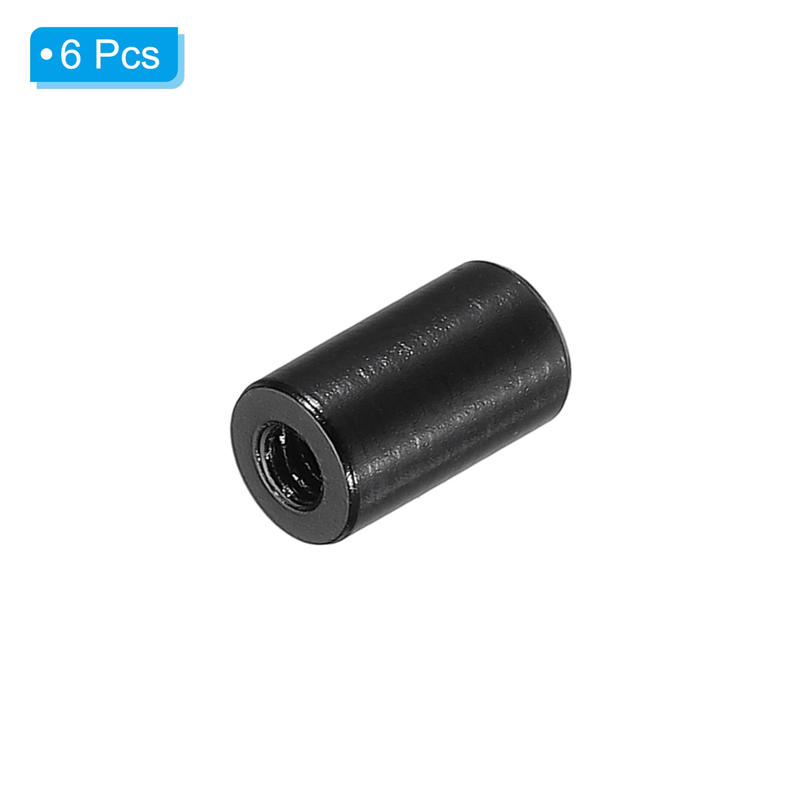 PATIKIL 6pcs M3 Metal Threaded Standoff Spacer Nuts, Round Aluminum Spacers Female Coupling Screws, 1/8" ID x 1/4" OD, Black 3x6x10mm - Image 3