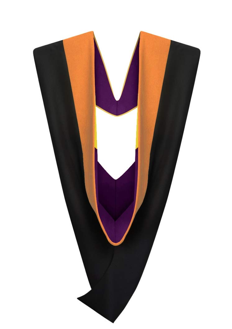 Cappe Diem Master Graduation Deluxe Hood (Nursing, Social Work, Theology, MBA, M.Ed, M.Sc.) Apricot Salmon Peacock
