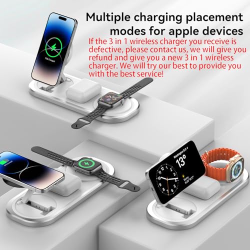 Chargeur Sans Fil 3 en 1 pour iPhone, Station de Charge Pliable pour Magsafe - Photo 18 sur 25