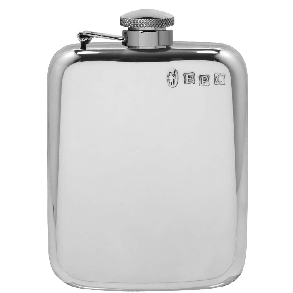 English Pewter Company Sheffield, England Women's Cream,Black English Pewter Company 4Oz Plain Captive Top Pewter Hip Flask [Sf434ct]