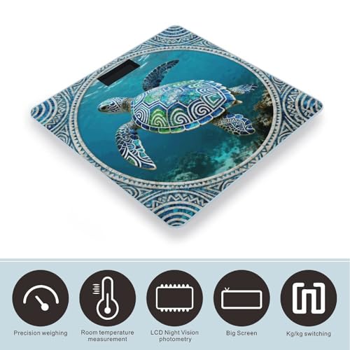 Báscula Digital para Baño Tribal Sea Turtle, Precisa y Estable miniatura 3