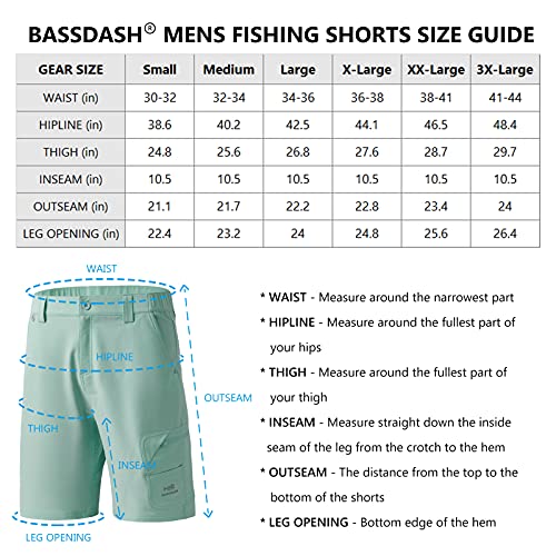 Bassdash Fp01M 10.5” Mens Fishing Cargo Shorts Quick Dry Upf 50+ Water Resistant #TOP2