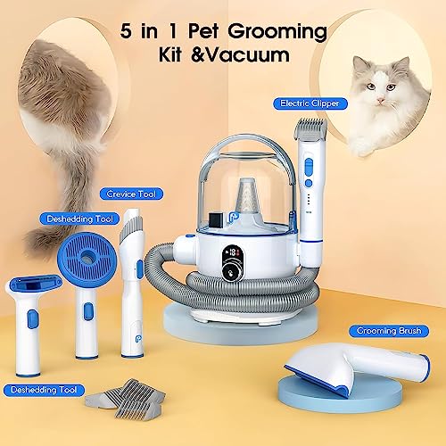 ACONEE Aspirador de pelos para cães e kit de cuidados para cães, 5 em 1, sucção a vácuo para animais