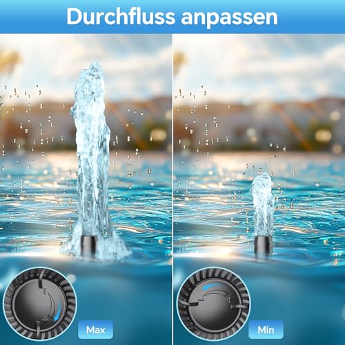 Biling Teichpumpe 1520 L/H Ultra Leise Springbrunnenpumpe Schutz vor überhitzung Funktion, Wasserpumpe Tauchpumpe mit 3m Kabel für Fontänen und Wasserspiel Brunnen Hydroponik-Systeme, Schwarz