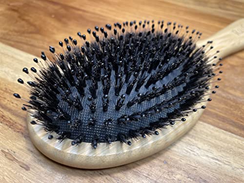 Boar-Bristle-Oval-Hair-Brush-by-RustiK-Bamboo-Eco-Friendly-Detangling-Nylon-Soft-Pin-Scalp-Massaging-Anti-Static-Paddle-Brush-Woodcrafted-For-Men-and-Women
