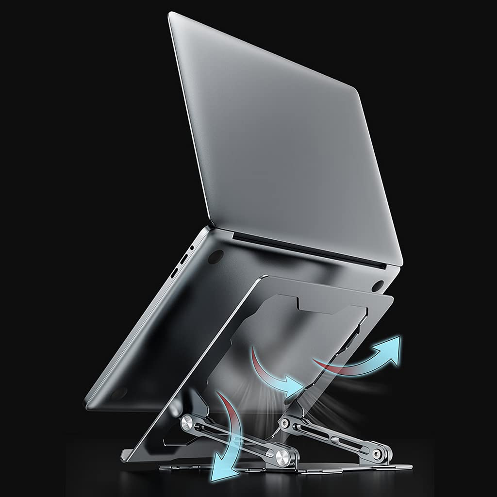 Supporto per laptop in alluminio, supporto ergonomico regolabile per computer portatile inferiore a 17 pollici, altezza regolabile per computer portatile ergonomico