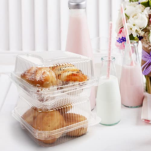Lotfancy Clear Plastic Take Out Containers, 5 X 5 Inch, 125 Pcs Disposable Clamshell Food Containers With Lids, Square Hinged Dessert Containers To Go Boxes For Cake Slice, Salad, Sandwich, Pasta #TOP6