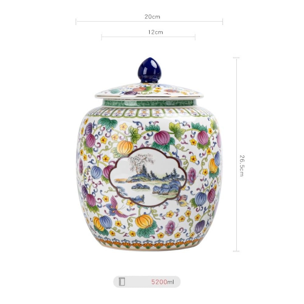 CMBSSTFC Pojemnik na herbatę Pojemnik do przechowywania herbaty zbiorczej Słoik z pokrywką Ceramiczny słoik o dużej pojemności Zamknię słoik Retro chiński zestaw do herbaty Pojedynczy słoik Puszka na