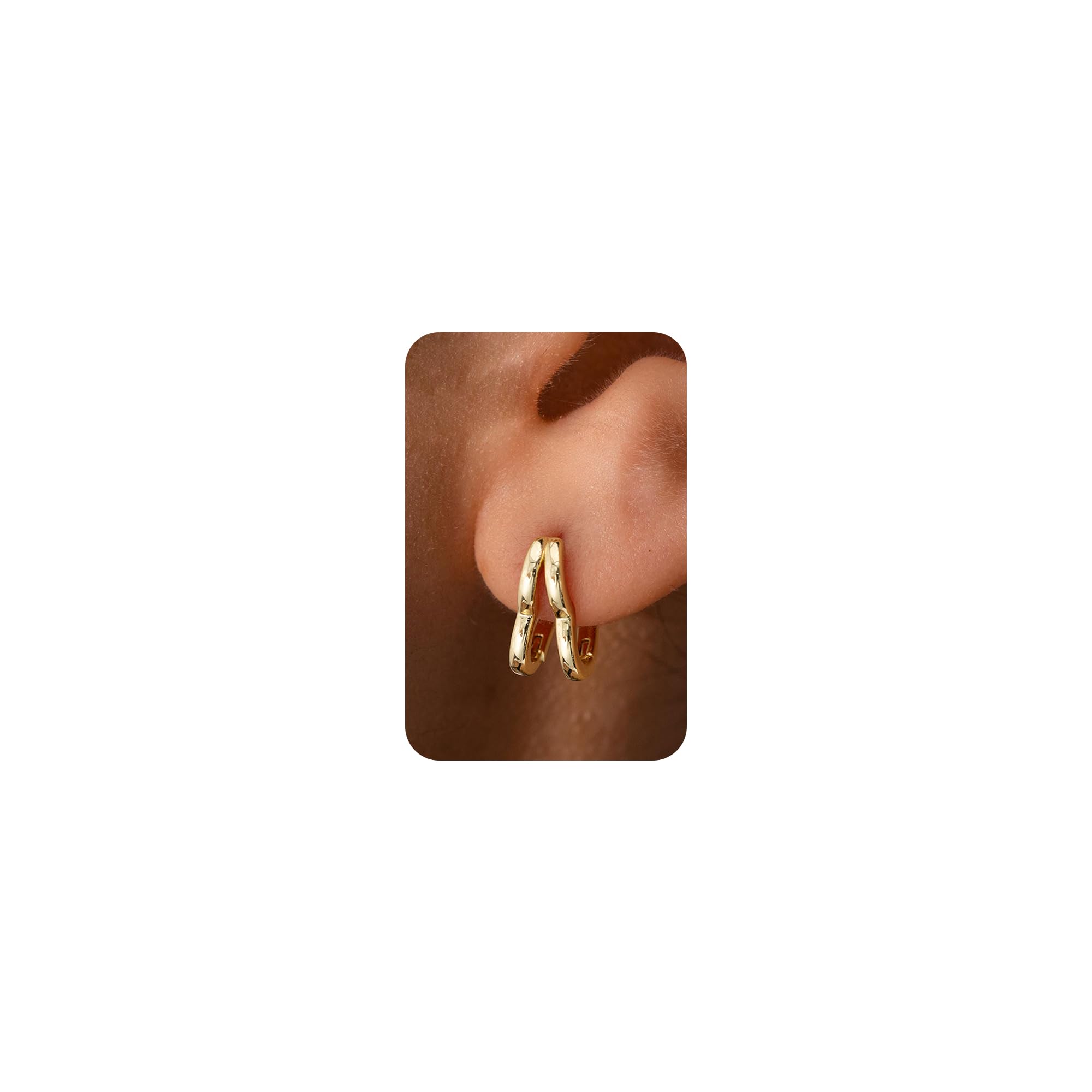 PRTGL Creolen Gold – 14K Vergoldet oder Weißgold Silber Kleine Creolen Damen Blumen-, Herz-, Schmetterlings-, Sonnen-, Split- und Quadrat-Design Zierliche Hoop Ohrringe Damen