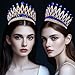 Tiaras and Crowns for Women,Wedding Tiara for Bride,Rhinestone Queen Crown,Crystal Costume Hair Accessories for Birthday Prom Crown with Combs（blue）
