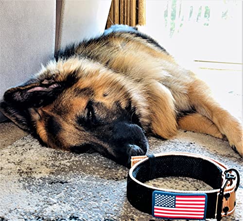 2" Personalized Tactical Dog Collar - Wide Thick Military Style With Strong Belt Buckle Closure - American Flag Patch - Reflective - Med And Xl Sizes For Large And Giant Dogs #TOP6