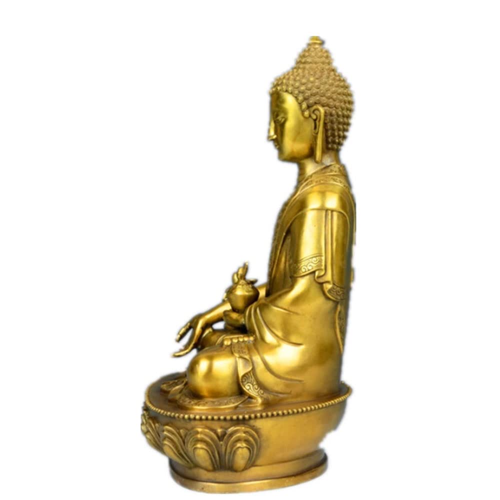 Decoración Familiar Buda Estatua Temple Buddhist Bless Bless Familia Protección Protección Riqueza Eficacia Protección Farmacéutico Buda La Medicina Buda Estatua (Color : Gold)