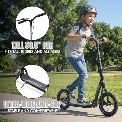 Image of Madd Gear Large Kick Scooter for Adults, Teens & Kids 8-12 with Kickstand - 12 inch Air-Filled Tires, Wide Deck, Lightweight Steel Frame - Metro Urban Glide 300
