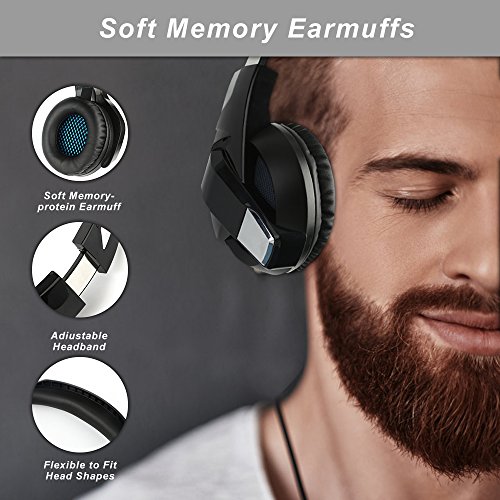 Qingta Gaming-headset, 3,5 mm jackplug, stereo-bas, surround-geluidsisolatie, gaming koptelefoon met microfoon en… - Image 4