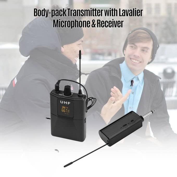 Image of kh UHF Wireless Microphone System with Wired Condenser Headset Microphone System and Handheld Dynamic Mic 160 ft Range, 1 /4'' Plug, for PA Speaker, Amp, Mixer, Podcast, Fitness Instructor, YouTube