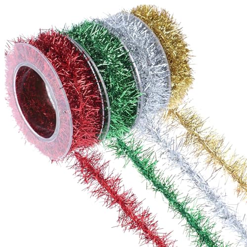 Lametta Girlande Weihnachten, 4 Farben Xmas Glitzernder...
