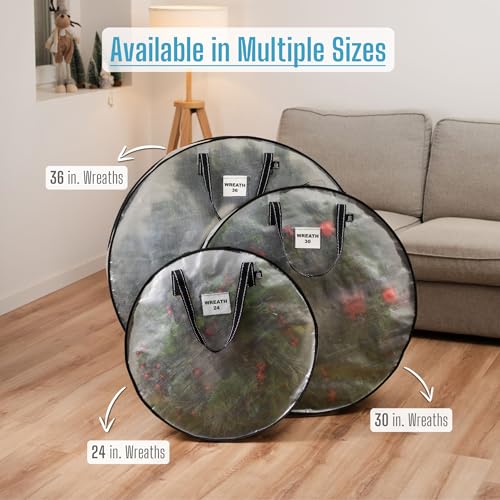 image for VENO 4 Pack Spring Wreath Storage Container, 24 Inch Clear Wreath Bag,