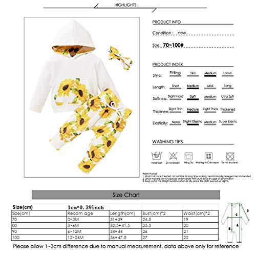 Borlai 0-24M pasgeboren baby meisje zonnebloem hoodie + broek + hoofdband 3 stks kleding pak - Image 8