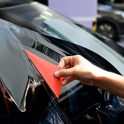 Image of FOSHIO Small Squeegee Window Tinting Tools, Triangle Car Wrap Vinyl Tucking Tool, Wallpaper Smoothing, Film Application Kit (Red)