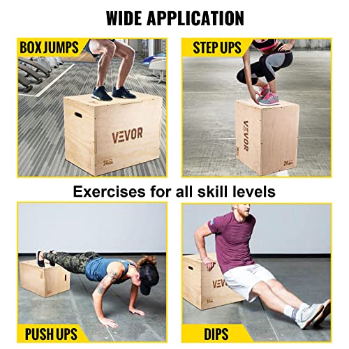 Vevor 3 In 1 Wood Plyo Box, 20"X24"X30" Plyometric Jump Box,Easy-To-Assemble Plyo Box For Jumping Trainers,Training And Conditioning #TOP4