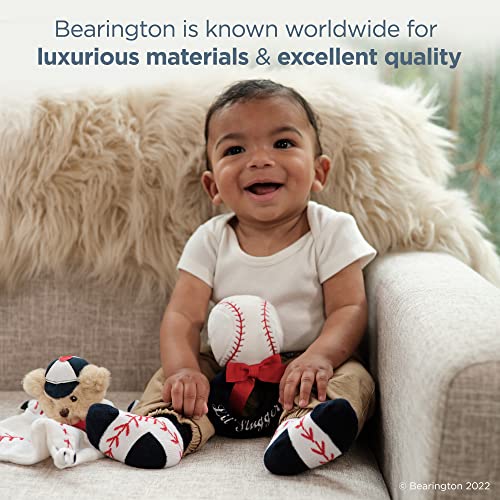 Bearington Baby Collection Lil’ Slugger Rattle: 5.5” Plush Baseball Rattle And Ring Shaker Toy, In Colors Of Red, White & Blue; Sensory Stimulation For Infants, Makes A Great Baby Shower Gift #TOP3