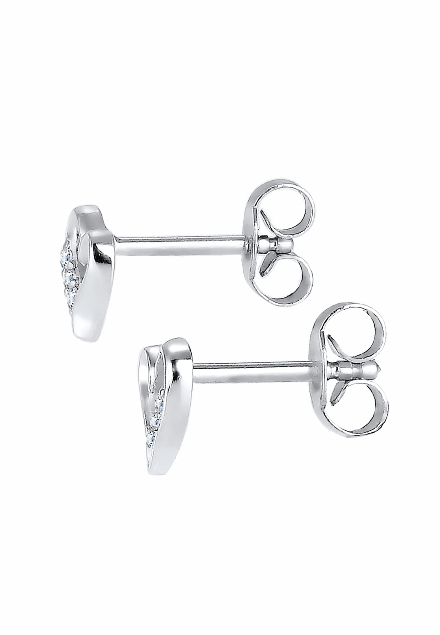 Elli DIAMONDS Ohrringe Damen Herz Ohrstecker Liebe mit Diamant (0.03 ct) in 925 Sterling Silber