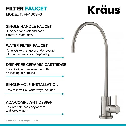 KRAUS Oletto Pull-Down Kitchen Faucet and Purita Water Filter Faucet Combo in Spot Free Stainless Steel, KPF-2620-FF-100SFS by Kraus - Image 8