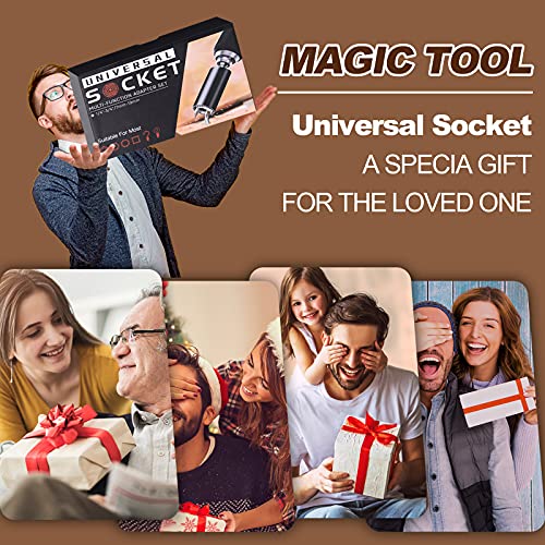Gifts for Men Dad Him Husband, Valentines Day, Universal Socket Tools for Men with Power Drill Adapter, Cool Gadgets Anniversary Birthday Gifts for Boyfriend Grandpa, Super Universal Socket (7-19mm)