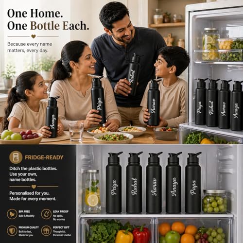 Image of Fitness Mantra Name Customisation 1 Litre Water Bottle | Personalised Bottle with Custom Name Engraving | BPA Free, Leakproof | Ideal for Gym, School & Gifting| Pulse|
