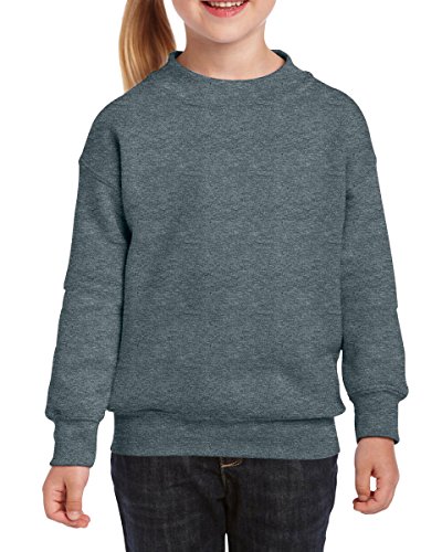 Gildan Childrens Big Boys Heavy Blend Crewneck Sweatshirt (XS) (Dark Heather)